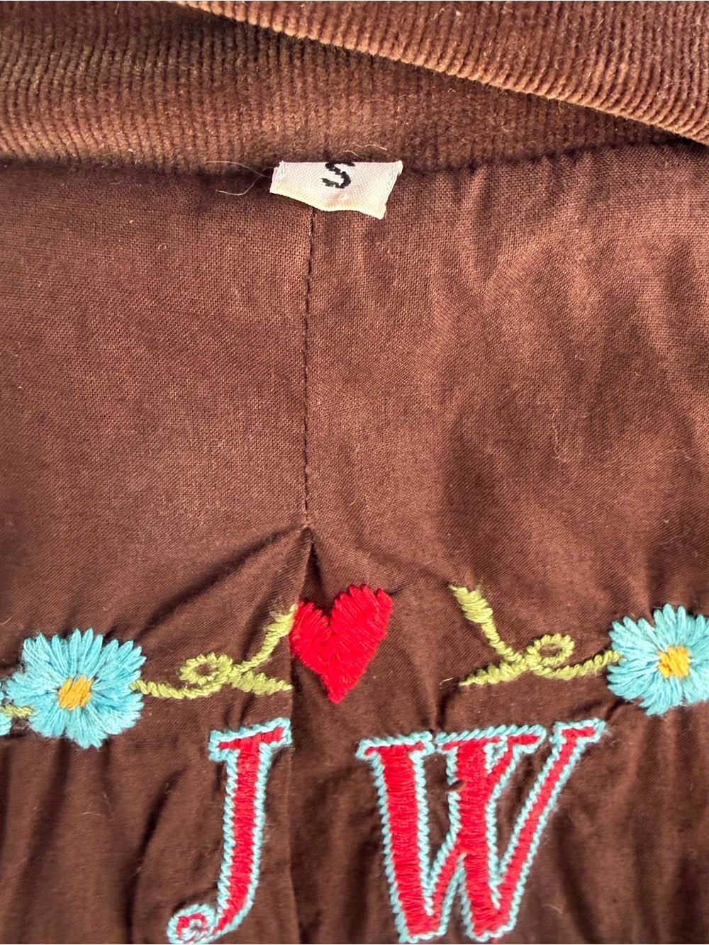 Johnny Was Embroidered Brown Corduroy Jacket with Floral & Bird Motifs Blazer Sm - Picture 14 of 14